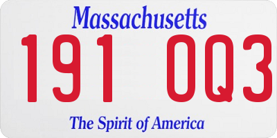 MA license plate 191OQ3