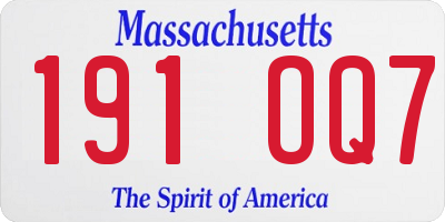 MA license plate 191OQ7
