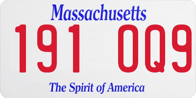 MA license plate 191OQ9