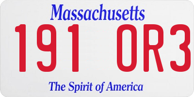 MA license plate 191OR3
