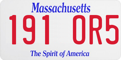 MA license plate 191OR5