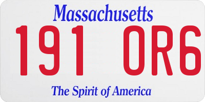 MA license plate 191OR6