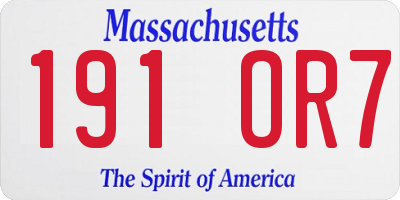 MA license plate 191OR7