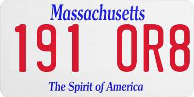 MA license plate 191OR8