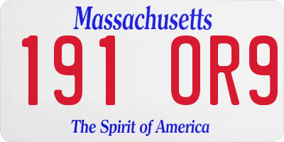 MA license plate 191OR9