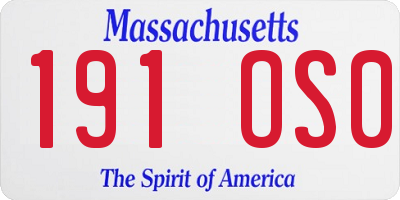 MA license plate 191OS0