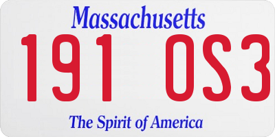 MA license plate 191OS3