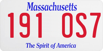 MA license plate 191OS7
