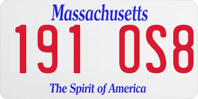 MA license plate 191OS8