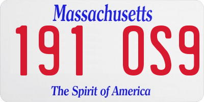 MA license plate 191OS9
