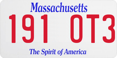 MA license plate 191OT3