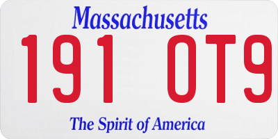 MA license plate 191OT9