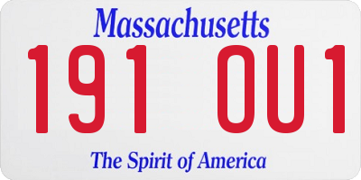MA license plate 191OU1