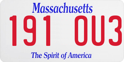 MA license plate 191OU3