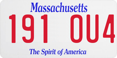 MA license plate 191OU4