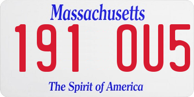 MA license plate 191OU5