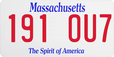 MA license plate 191OU7