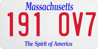 MA license plate 191OV7