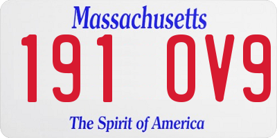 MA license plate 191OV9