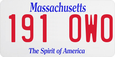 MA license plate 191OW0