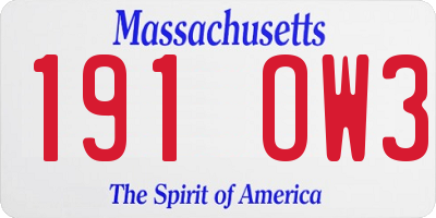 MA license plate 191OW3