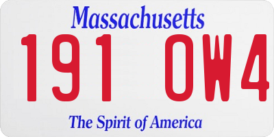 MA license plate 191OW4