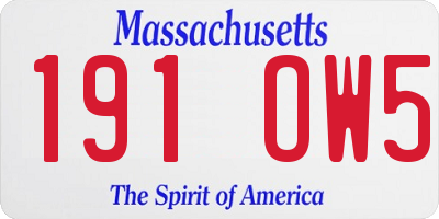 MA license plate 191OW5