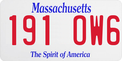 MA license plate 191OW6