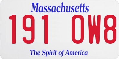 MA license plate 191OW8