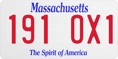 MA license plate 191OX1