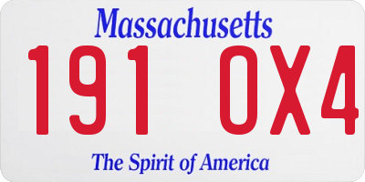 MA license plate 191OX4