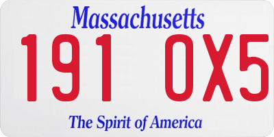 MA license plate 191OX5