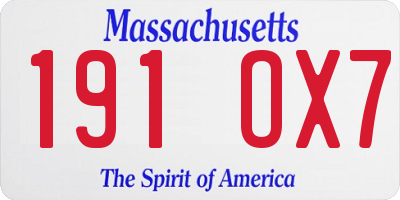 MA license plate 191OX7