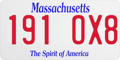 MA license plate 191OX8