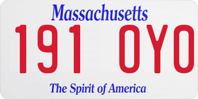 MA license plate 191OY0