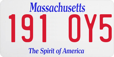 MA license plate 191OY5