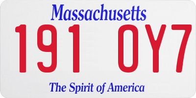 MA license plate 191OY7