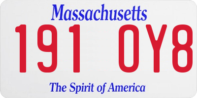 MA license plate 191OY8