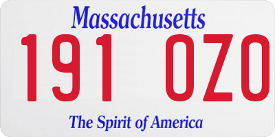 MA license plate 191OZ0
