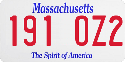 MA license plate 191OZ2