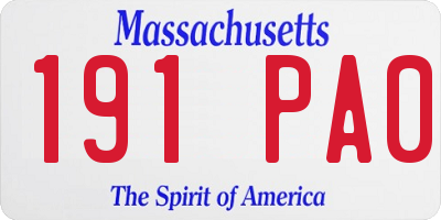 MA license plate 191PA0