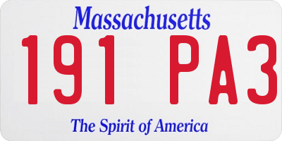 MA license plate 191PA3