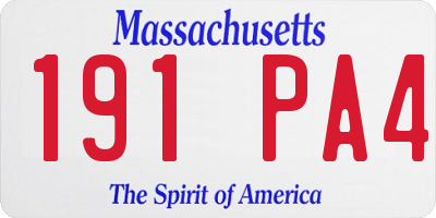 MA license plate 191PA4