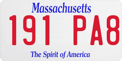 MA license plate 191PA8