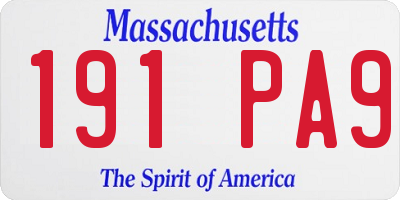 MA license plate 191PA9