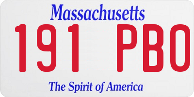 MA license plate 191PB0