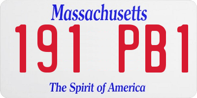 MA license plate 191PB1