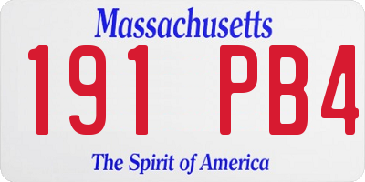 MA license plate 191PB4