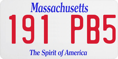 MA license plate 191PB5