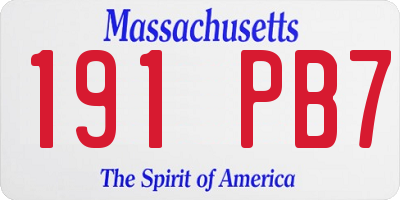MA license plate 191PB7